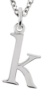 14K White Gold Lowercase Initial k 16" Necklace