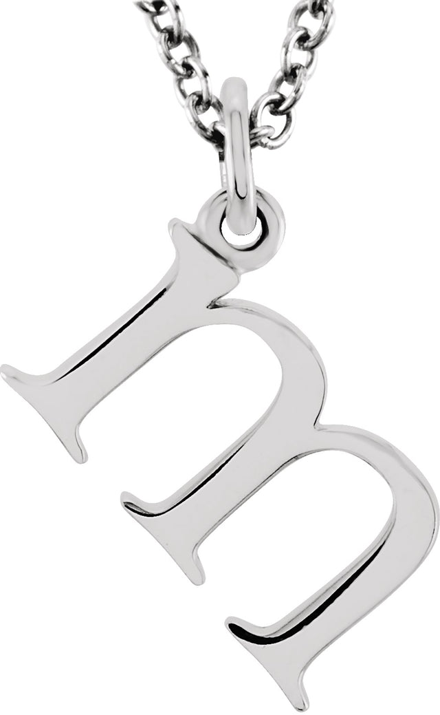 14K White Lowercase Initial m 16" Necklace