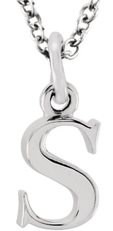 14K White Lowercase Initial s 16" Necklace