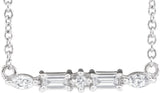 14K White Gold 1/6 CTW Natural Diamond Bar 18" Necklace