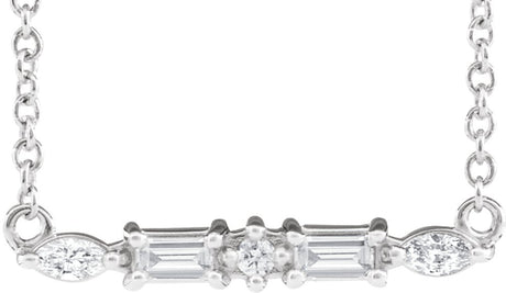 14K White Gold 1/6 CTW Natural Diamond Bar 18" Necklace