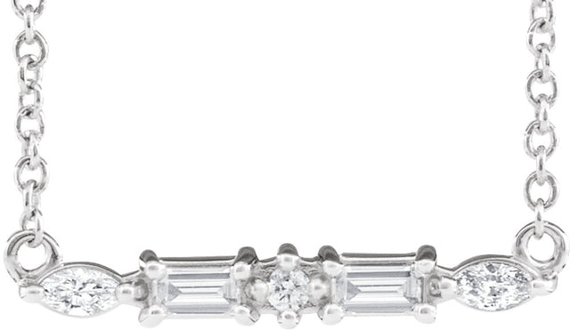 14K White Gold 1/6 CTW Natural Diamond Bar 18" Necklace