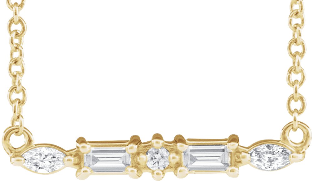 14K Yellow 1/6 CTW Natural Diamond Bar 18" Necklace