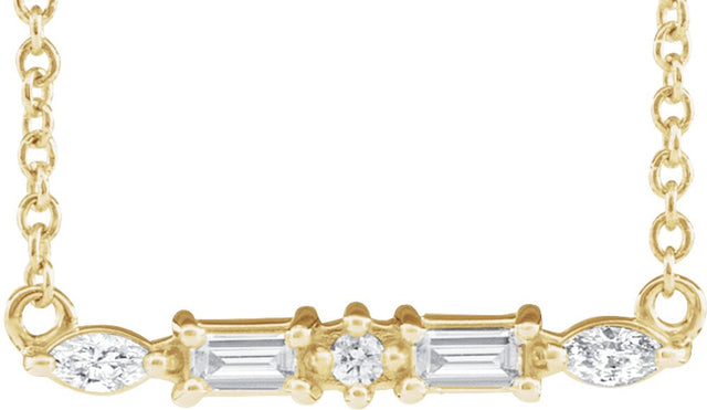 14K Yellow 1/6 CTW Natural Diamond Bar 18" Necklace