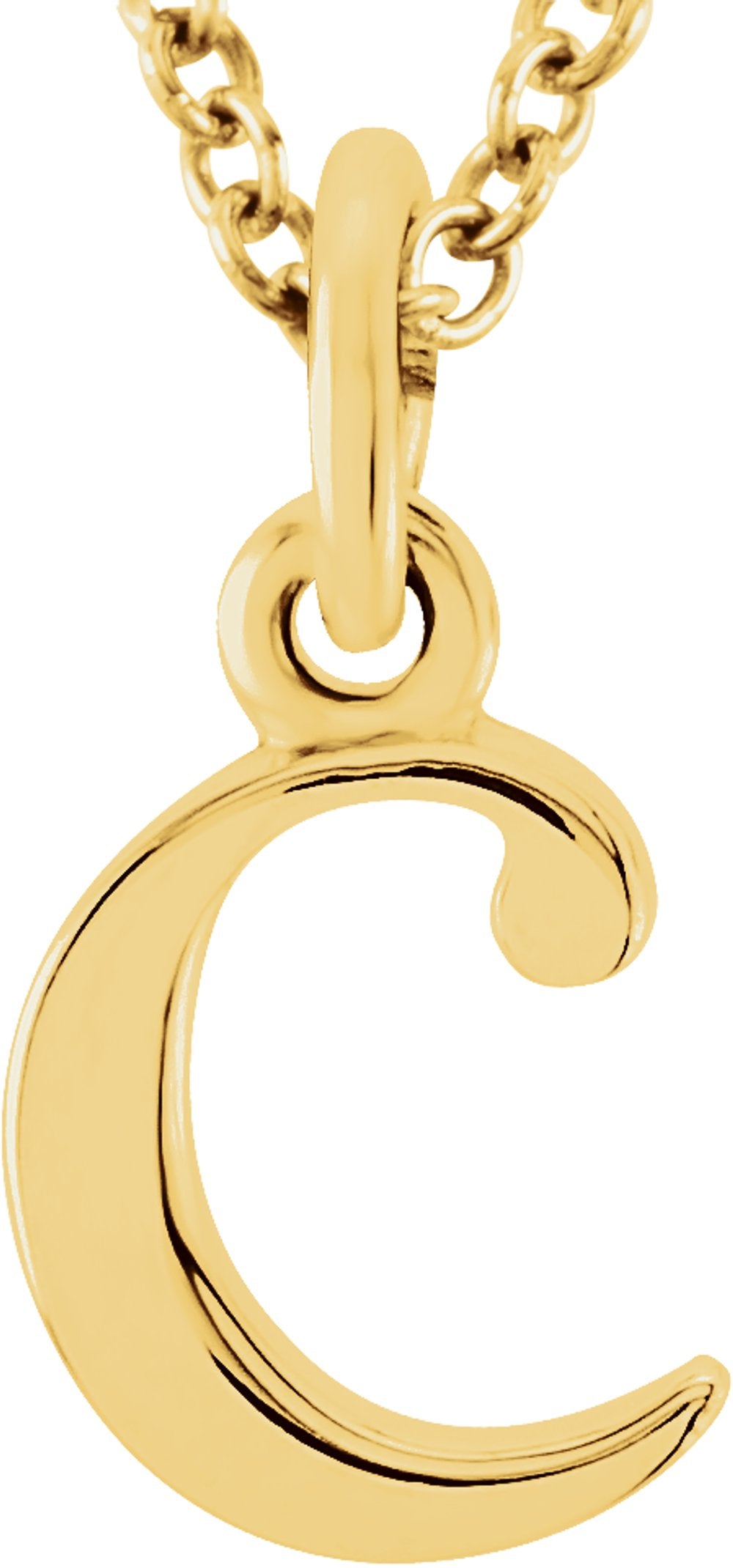 14K Yellow Lowercase Initial c 16" Necklace