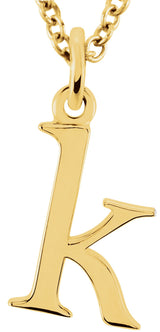 14K Yellow Gold Lowercase Initial k 16" Necklace