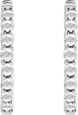 14K White Gold 1/3 CTW Rose-Cut Natural Diamond Hinged 20 mm  Hoop Earrings