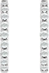 14K White 1/3 CTW Rose-Cut Natural Diamond Hinged 20 mm  Hoop Earrings