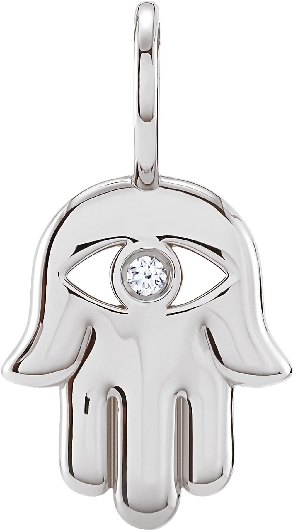 Sterling Silver .02 CT Natural Diamond Hamsa Hand Charm/Pendant