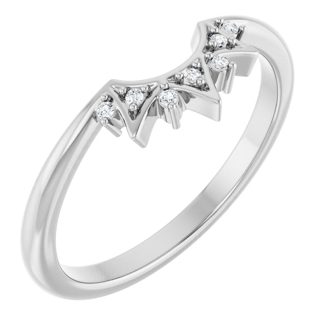 14K White Gold .03 CTW Natural Diamond Contour Band