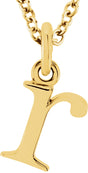 14K Yellow Lowercase Initial r 16" Necklace