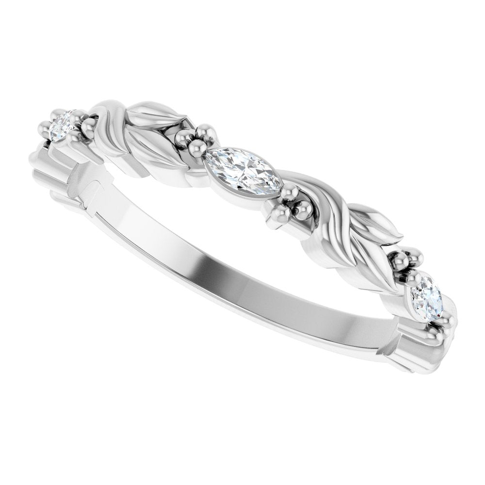 14K White 1/6 CTW Natural Diamond Sculptural Anniversary Band