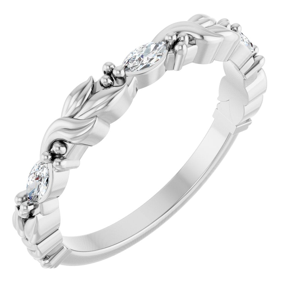 14K White 1/6 CTW Natural Diamond Sculptural Anniversary Band