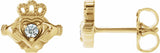 14K Yellow .06 CTW Natural Diamond Claddagh Earrings