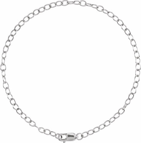 14K White Gold 2.5 mm Cable 7" Chain 