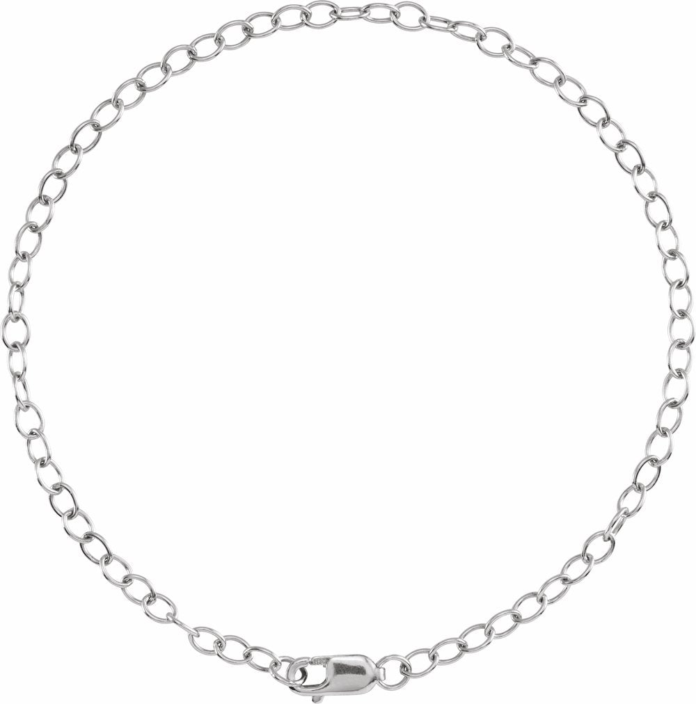 14K White Gold 2.5 mm Cable 7" Chain 