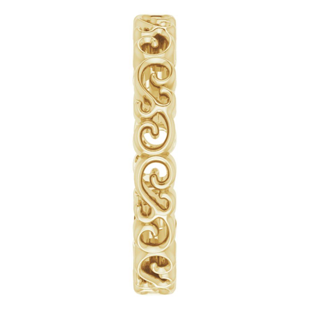 14K Yellow Gold Open Scroll Pattern Band Size 7