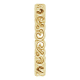 14K Yellow Gold Open Scroll Pattern Band Size 7
