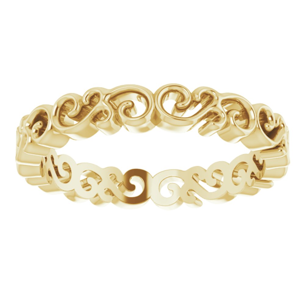 14K Yellow Gold Open Scroll Pattern Band Size 7