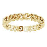 14K Yellow Gold Open Scroll Pattern Band Size 7