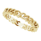 14K Yellow Gold Open Scroll Pattern Band Size 7
