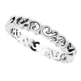 14K White Gold Open Scroll Pattern Band Size 7
