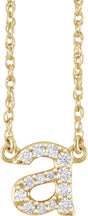 14K Yellow Gold 1/8 CTW Natural Diamond Lowercase Initial A 16" Necklace