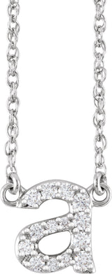 14K White Gold 1/8 CTW Natural Diamond Lowercase Initial A 16" Necklace