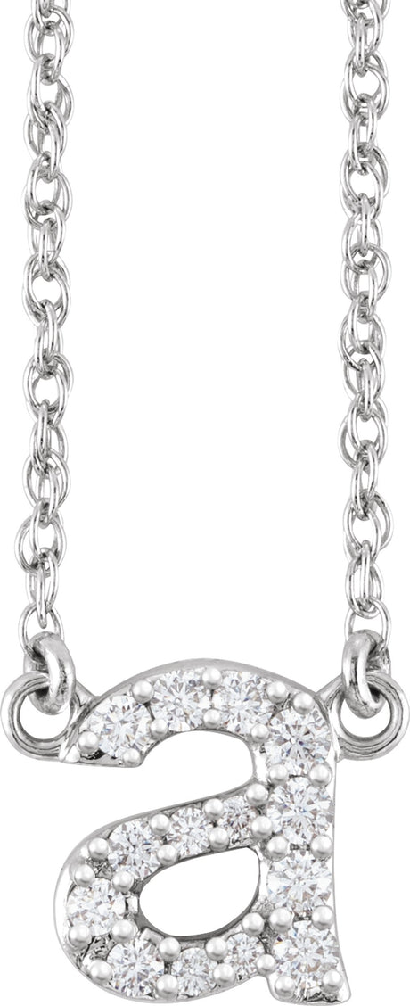 14K White Gold 1/8 CTW Natural Diamond Lowercase Initial A 16" Necklace