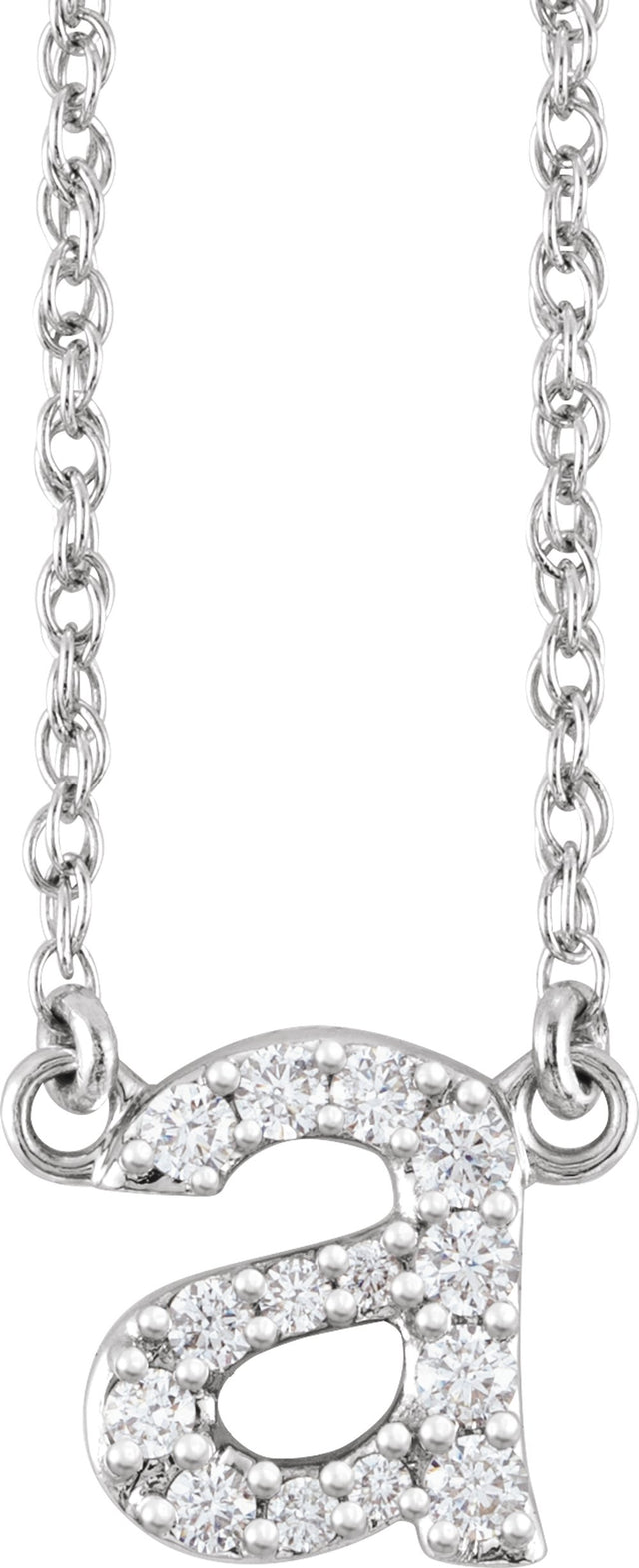 14K White Gold 1/8 CTW Natural Diamond Lowercase Initial A 16" Necklace