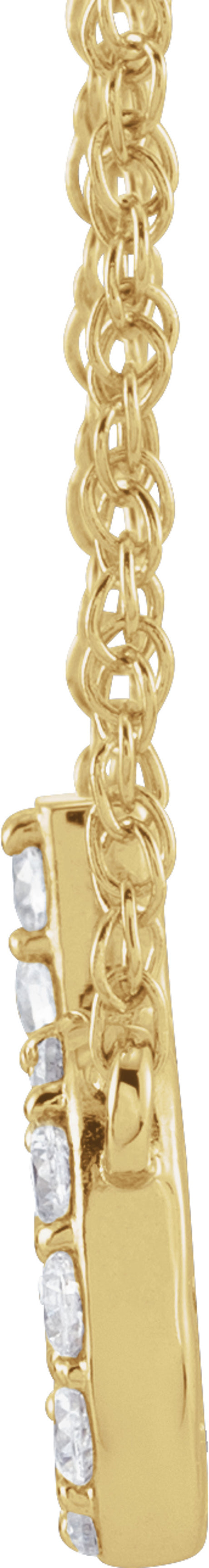 14K Yellow Gold 1/8 CTW Natural Diamond Lowercase Initial B 16" Necklace