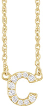 14K Yellow Gold .07 CTW Natural Diamond Lowercase Initial C 16" Necklace