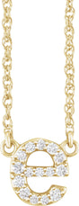 14K Yellow .08 CTW Natural Diamond Lowercase Initial E 16" Necklace