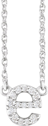 14K White .08 CTW Natural Diamond Lowercase Initial E 16" Necklace