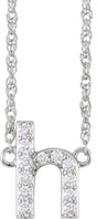 14K White Gold 1/8 CTW Natural Diamond Lowercase Initial H 16" Necklace