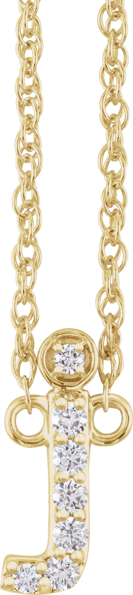 14K Yellow Gold .06 CTW Natural Diamond Lowercase Initial J 16" Necklace