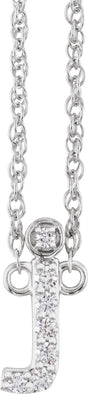 14K White Gold .06 CTW Natural Diamond Lowercase Initial J 16" Necklace