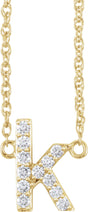 14K Yellow Gold 1/8 CTW Natural Diamond Lowercase Initial K 16" Necklace
