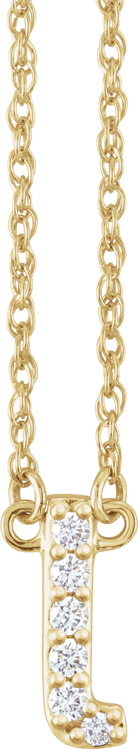14K Yellow 1/6 CTW Natural Diamond Lowercase Initial L 16" Necklace