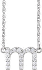 14K White Gold 1/6 CTW Natural Diamond Lowercase Initial M 16" Necklace