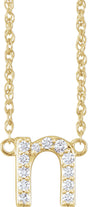 14K Yellow Gold 1/10 CTW Natural Diamond Lowercase Initial N 16" Necklace