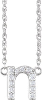 14K White Gold 1/10 CTW Natural Diamond Lowercase Initial N 16" Necklace