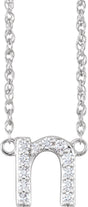 14K White Gold 1/10 CTW Natural Diamond Lowercase Initial N 16" Necklace