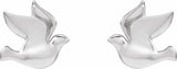 14K White Holy Spirit Dove Earrings