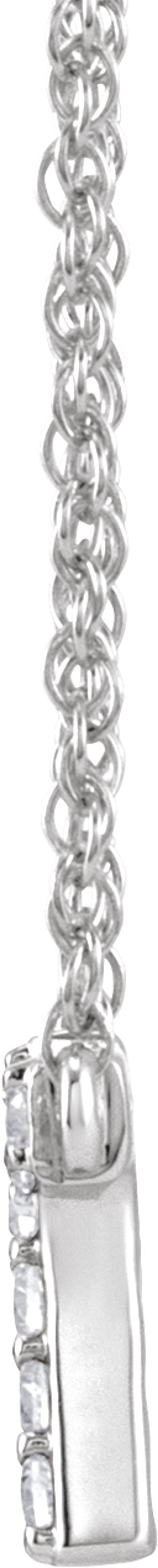 14K White .07 CTW Natural Diamond Lowercase Initial R 16" Necklace