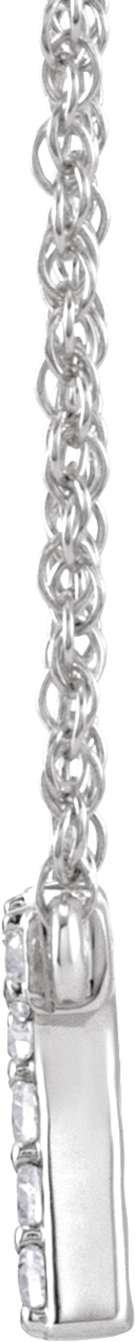 14K White .07 CTW Natural Diamond Lowercase Initial R 16" Necklace