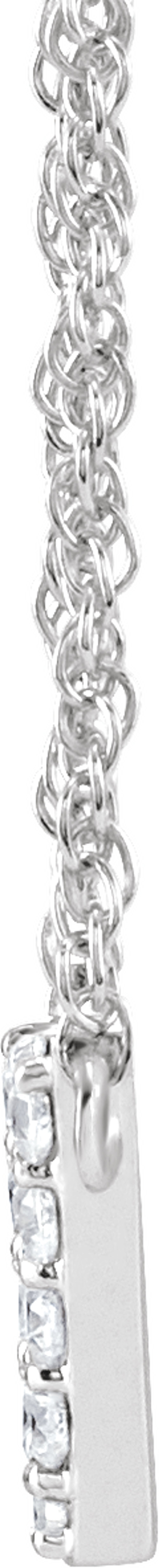 14K White 1/10 CTW Natural Diamond Lowercase Initial V 16" Necklace