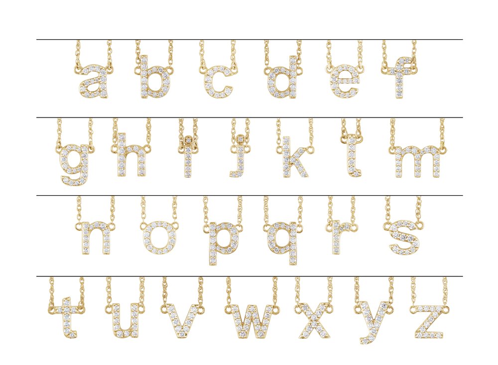 14K Yellow .08 CTW Natural Diamond Lowercase Initial E 16" Necklace