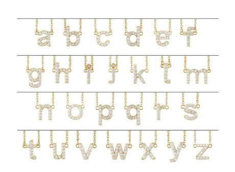 14K Yellow 1/8 CTW Natural Diamond Lowercase Initial W 16" Necklace