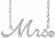 Sterling Silver .015 CT Natural Diamond "Mrs" 16-18" Necklace